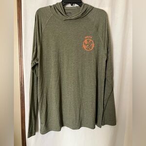 Orvis Olive Green Performance Hoodie with orange logo-NEW with tags